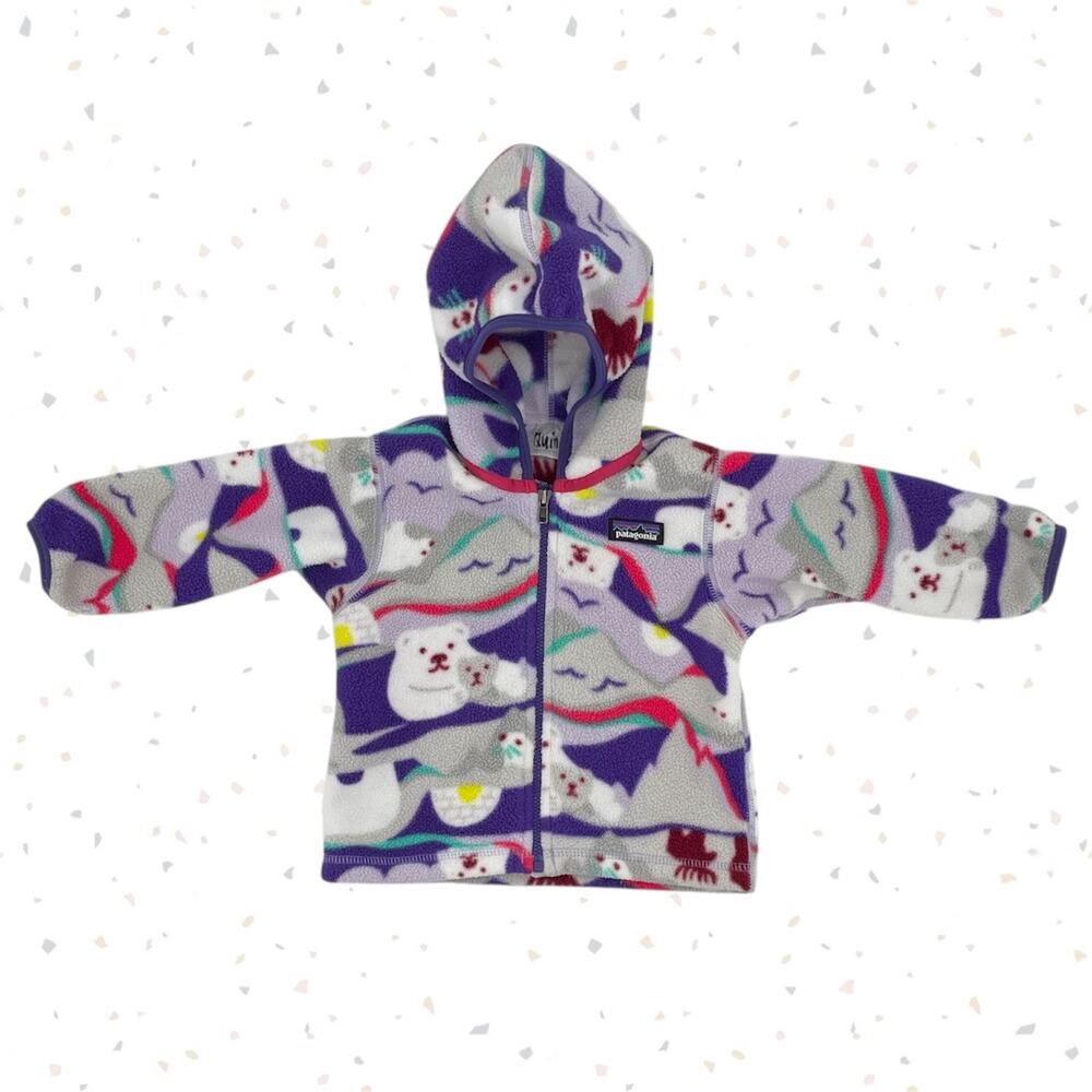 Patagonia Synchilla Polar Bear Arctic Fleece Printed Hood Jacket Size 6-12 Month